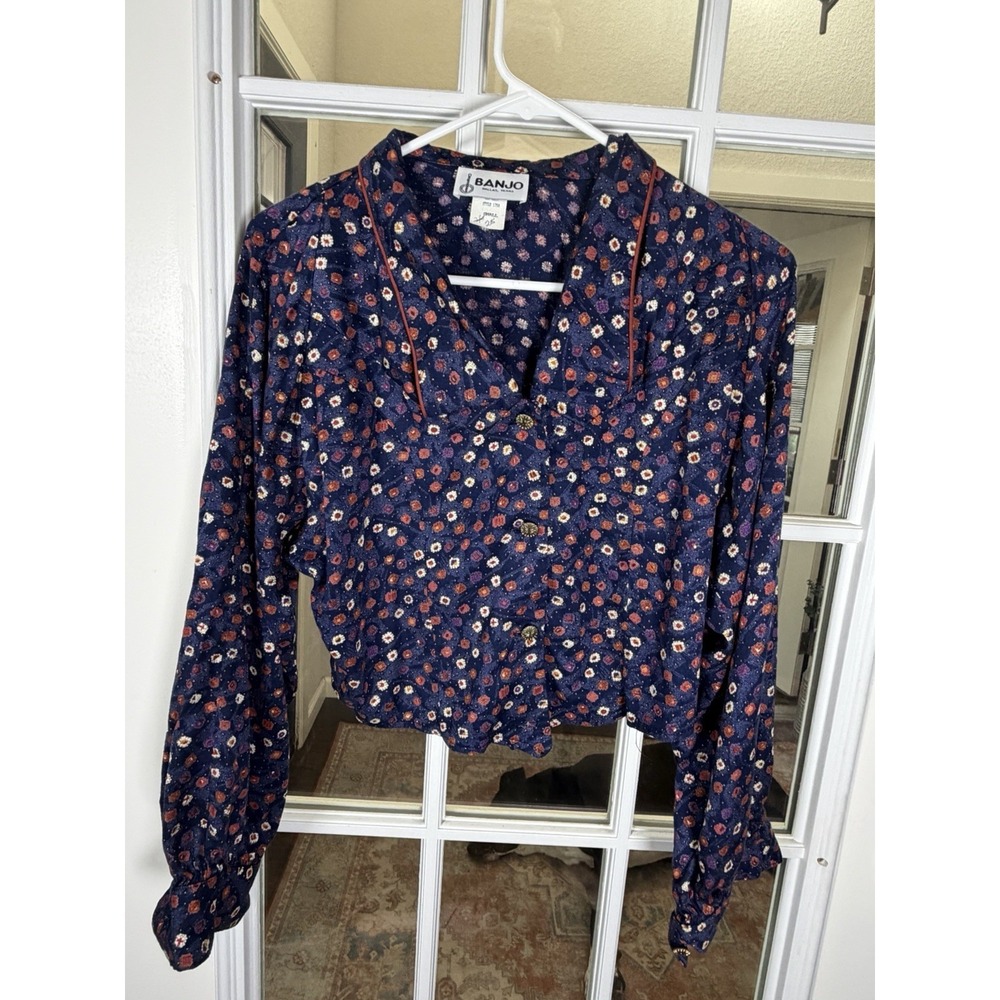 Vintage Banjo Dallas Texas Floral Ditsy Cropped Jacket Prairie Western Size Smal - Picture 9 of 9